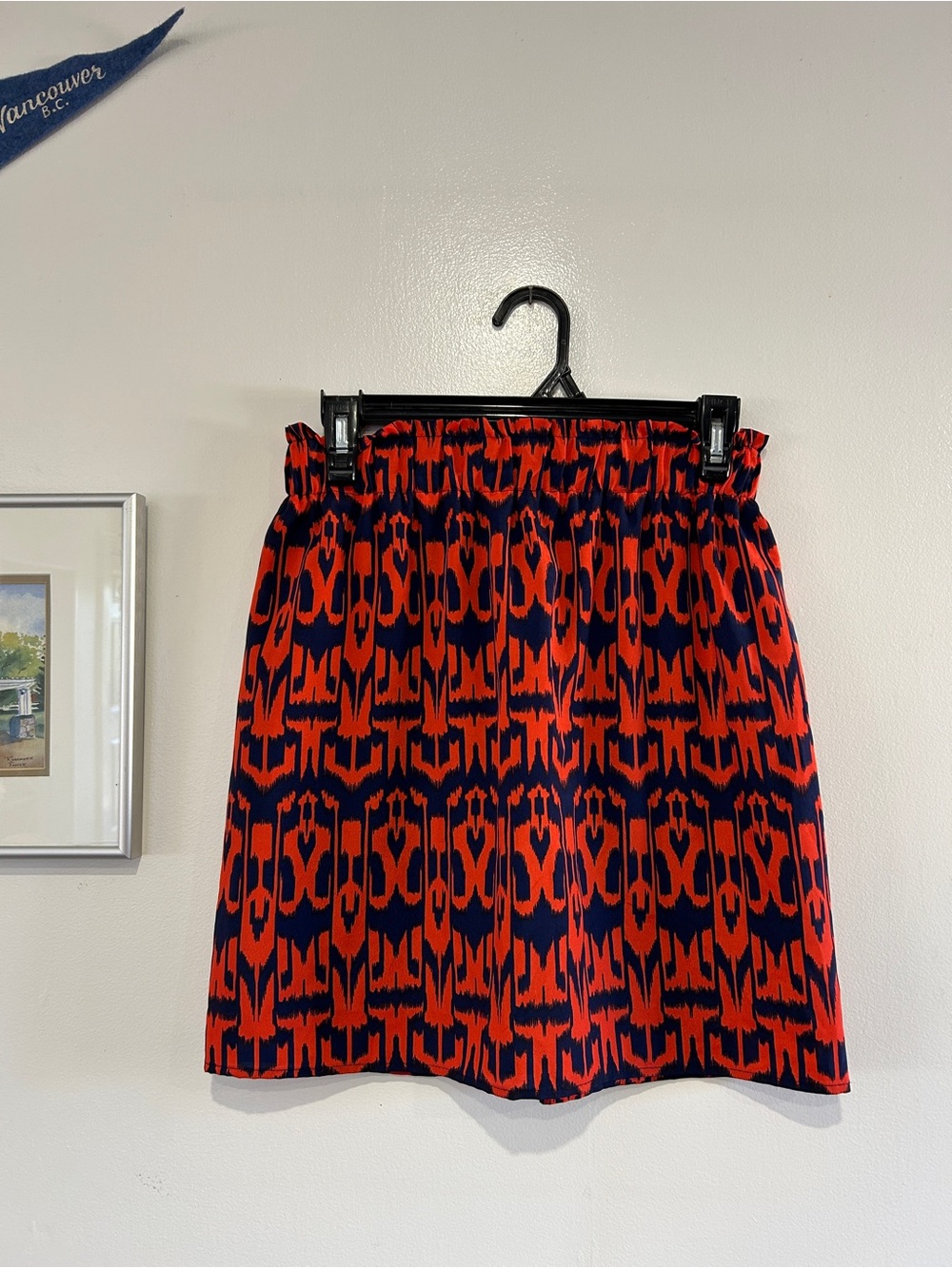 Alya Red and Navy Ikat-Style Mini Skirt